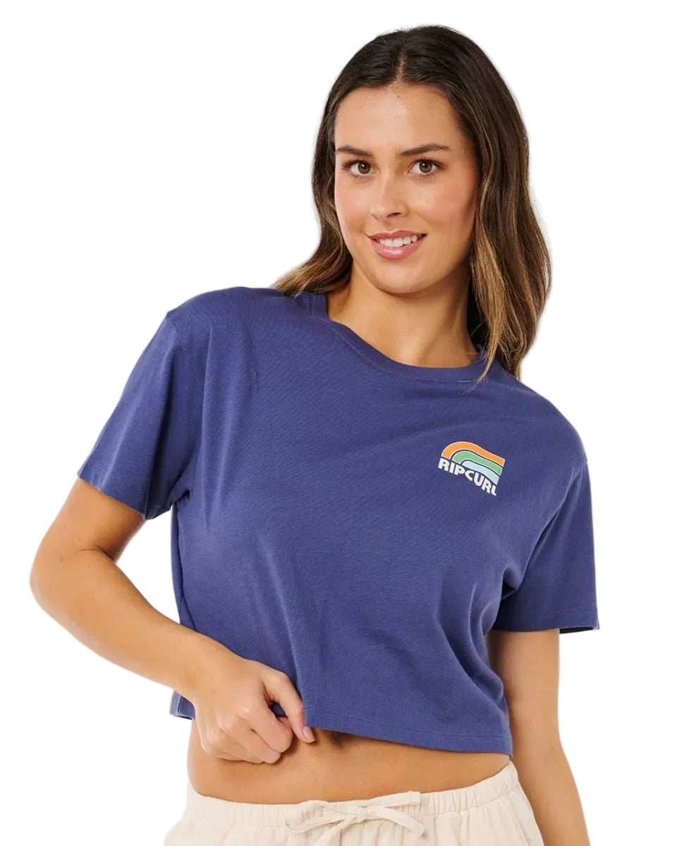 Rip Curl Surf Side Cropped Tee in Navy<