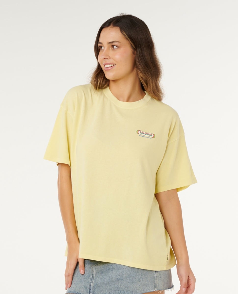 Rip Curl Surf Revival Heritage Tee in Pastel Yellow