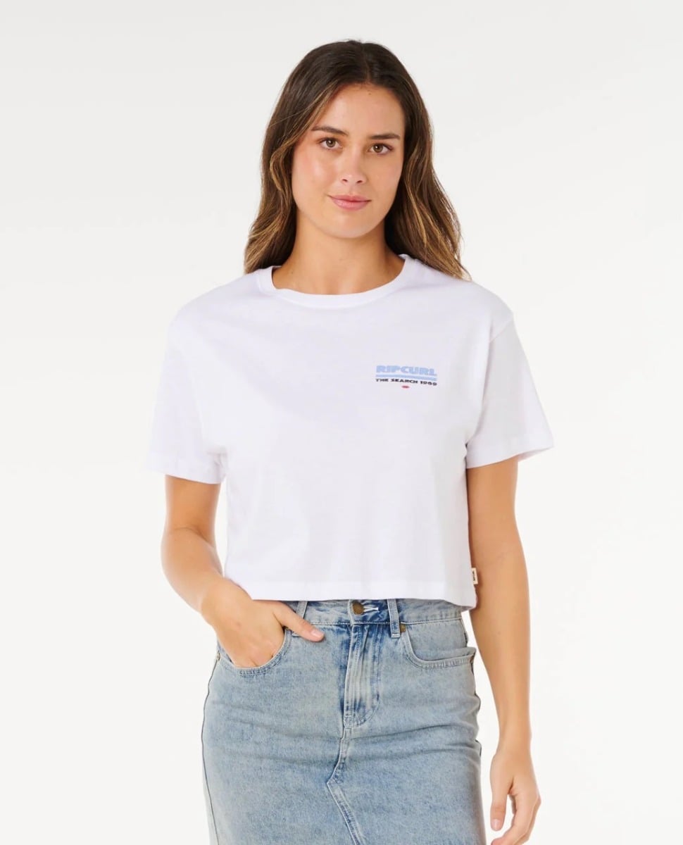 Rip Curl Hayley O Crop Tee in Optical White