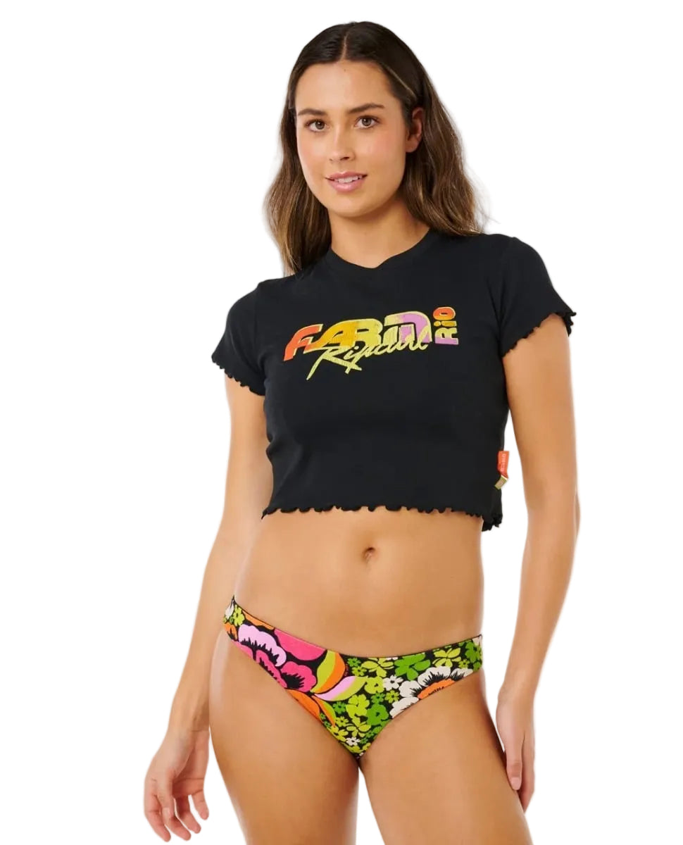 Rip Curl Womens Carioca Fitted Baby Tee in Black