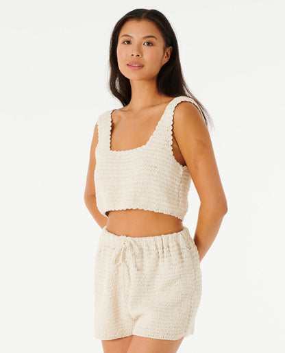Rip Curl Oceans Together Women's Crochet Top Tank - Off White