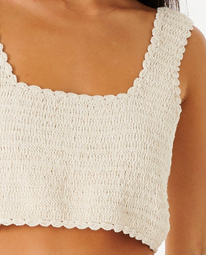 Rip Curl Oceans Together Women's Crochet Top Tank - Off White