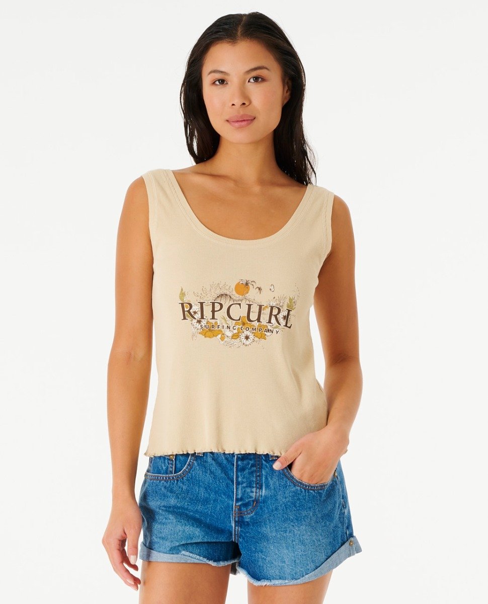 Rip Curl Oceans Together Women's Ribbed Tank in Natural