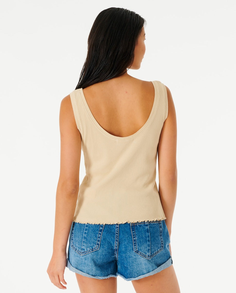 Rip Curl Oceans Together Women's Ribbed Tank - Natural