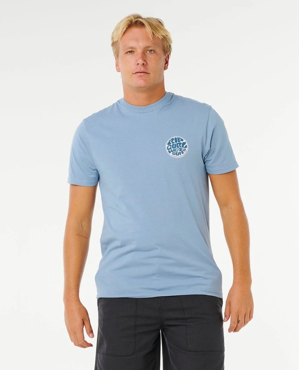 Rip Curl Wettie Passage Icon Tee in Faded Denim