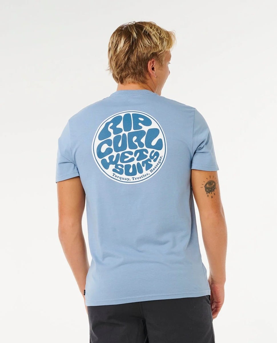 Rip Curl Wettie Passage Icon Tee - Faded Denim