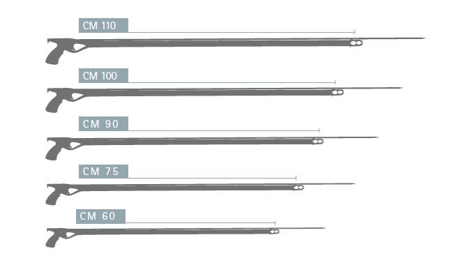 Cressi Comanche Rail Rubber Speargun - sizes
