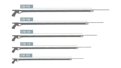 Cressi Comanche Rail Rubber Speargun - 100cm - size chart 