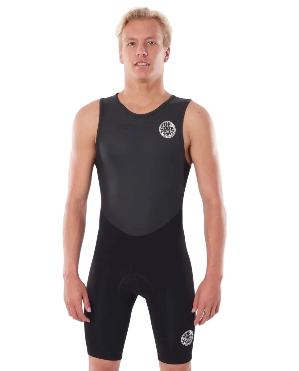 Rip Curl Dawn Patrol Mens Short John 2mm Shorty Wetsuit in Black