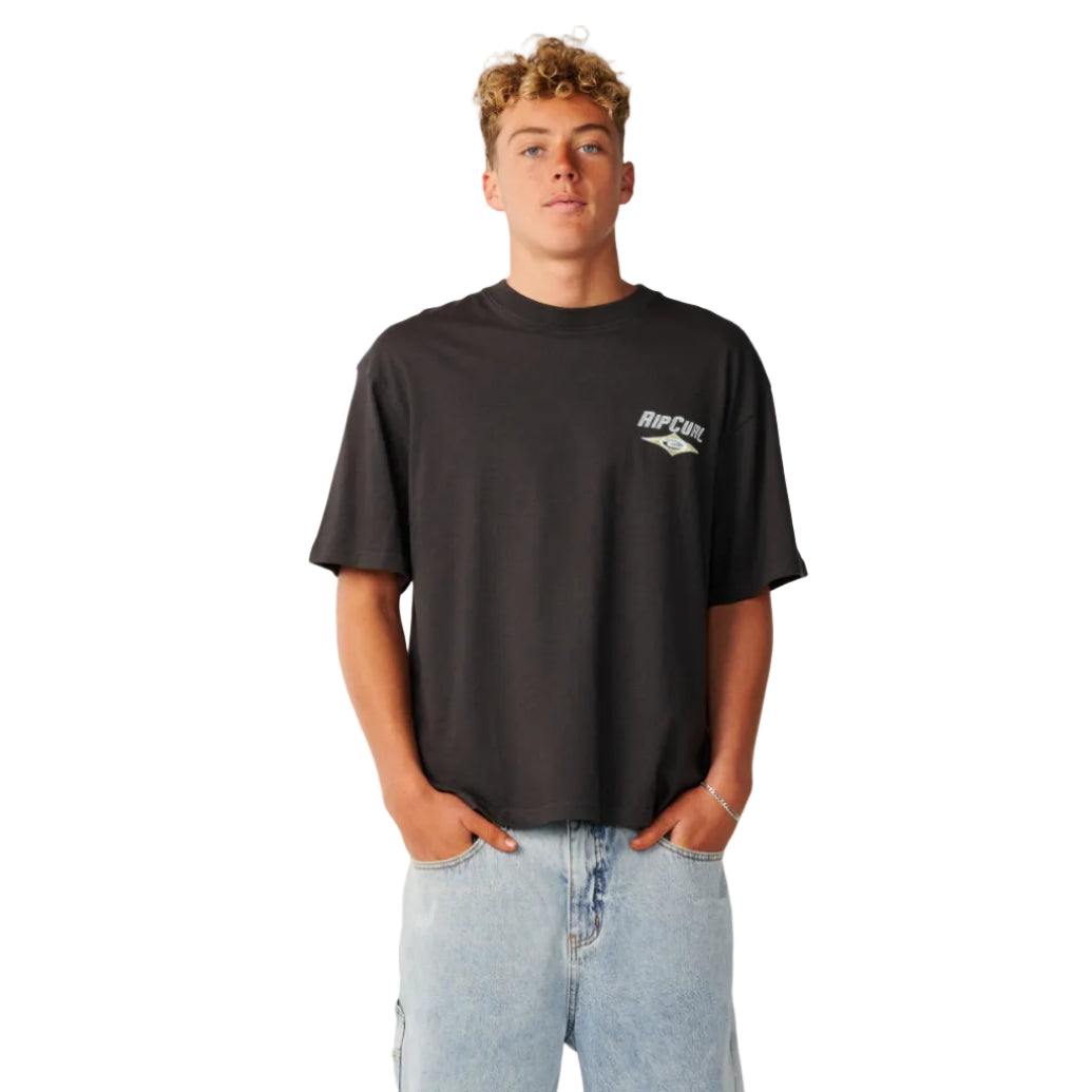 Rip Curl Mens Heritage Icon Tee in Washed Black