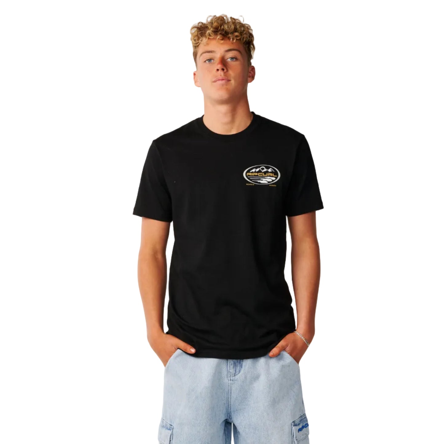 Rip Curl Search Series Vaporcool Peaks Standard Tee in Black