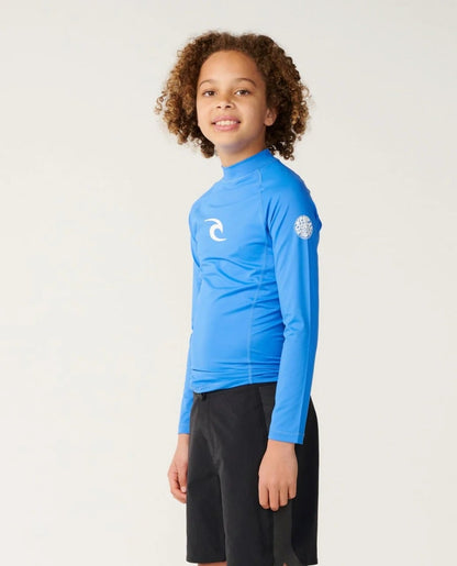 Rip Curl Waves UPF Boys LS Rash Vest - Blue Gum
