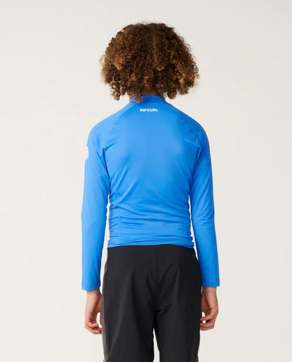 Rip Curl Waves UPF Boys LS Rash Vest - Blue Gum