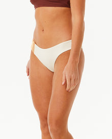 Rip Curl Block Party Spliced Cheeky Women's Hip Bikini Bottoms - Bone