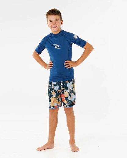 Rip Curl Waves UPF Boys Rash Vest - Blue Gum
