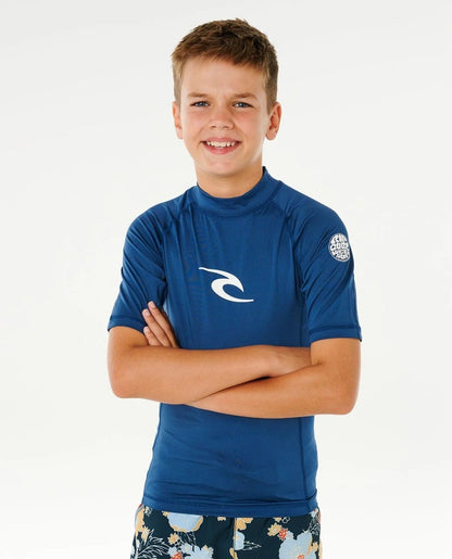 Rip Curl Waves UPF Boys Rash Vest - Blue Gum