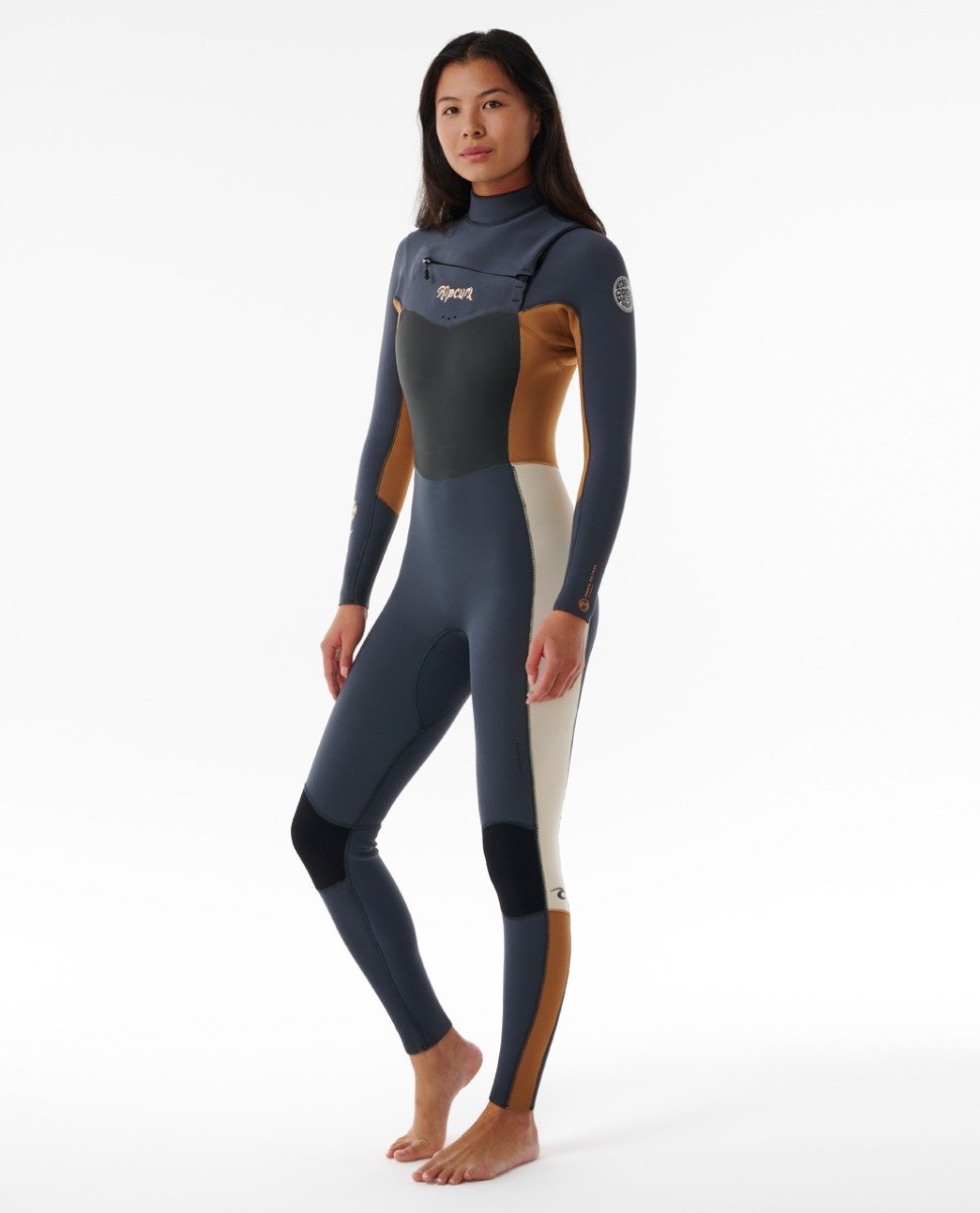 Rip Curl Dawn Patrol 4/3mm Women's Chest Zip Wetsuit 2025 - Light Brown