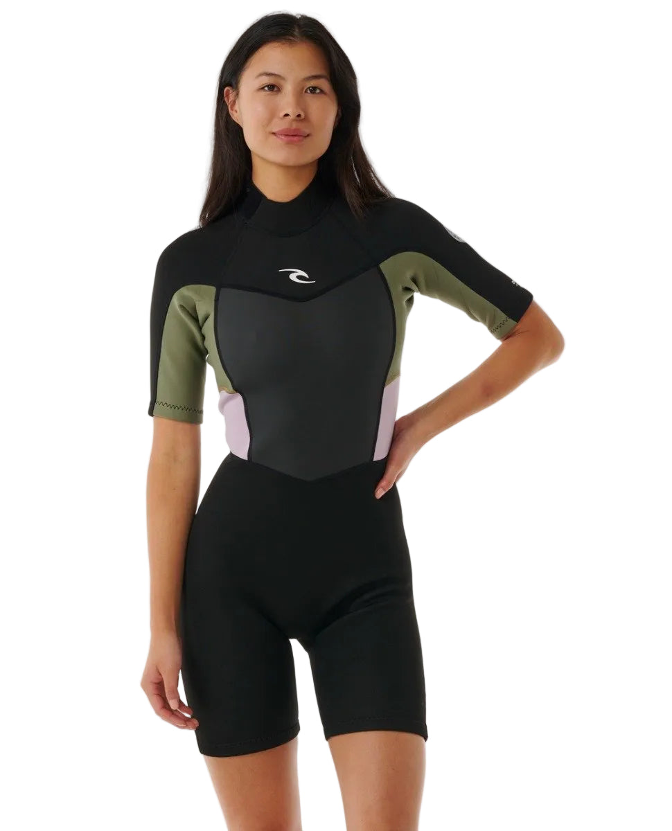 Rip Curl Omega 2/2mm Womens Back Zip Shorty Wetsuit - Khaki