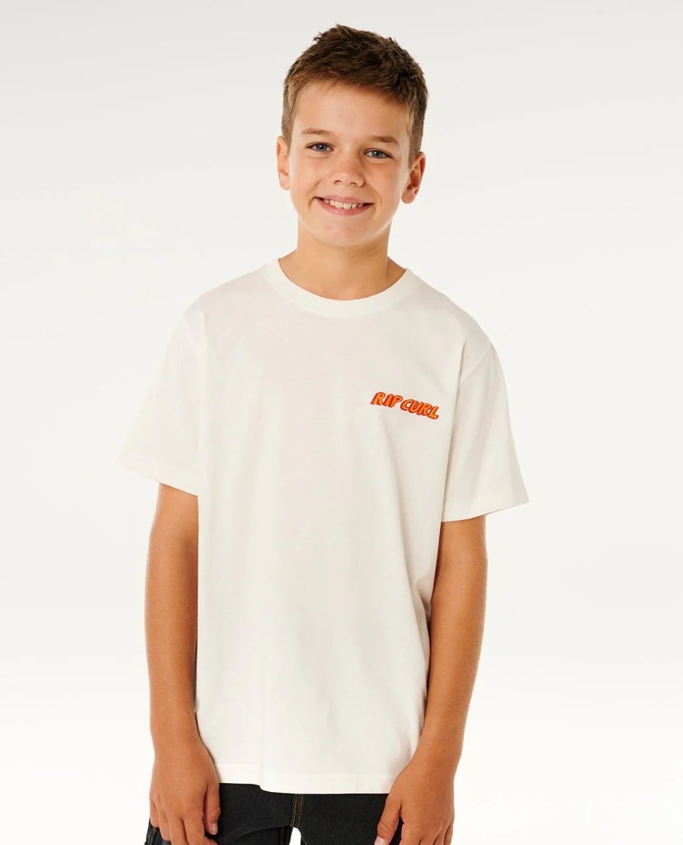 Rip Curl Eternal Shred Logo Boys Tee in Bone