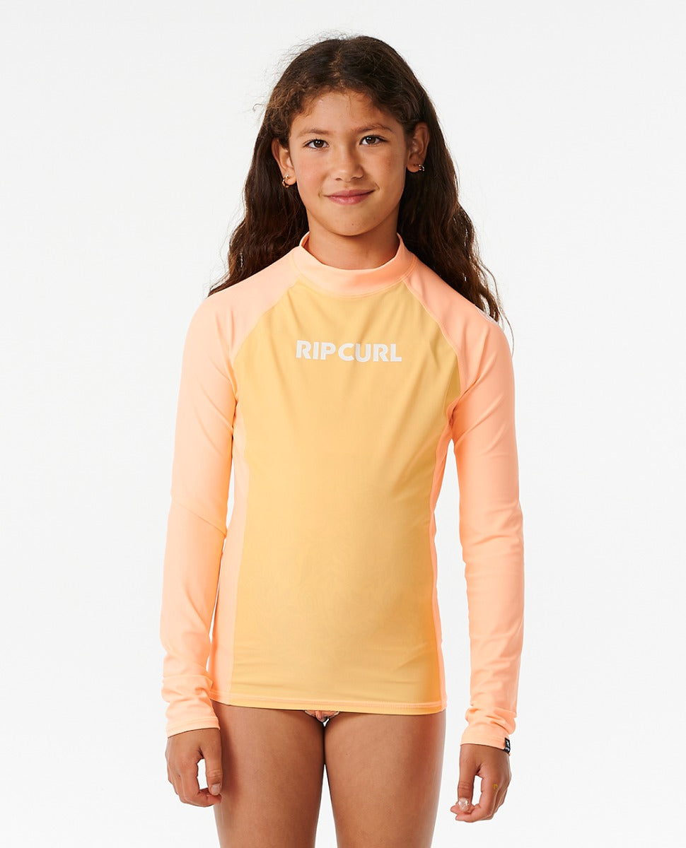 Rip Curl Classic Surf Long Sleeve Girls Rash Vest - Orange