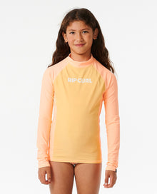 Rip Curl Classic Surf Long Sleeve Girls Rash Vest - Orange