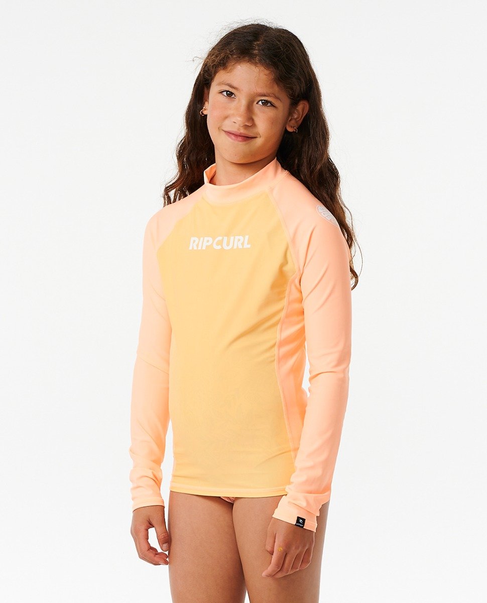 Rip Curl Classic Surf Long Sleeve Girls Rash Vest - Orange