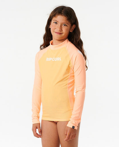 Rip Curl Classic Surf Long Sleeve Girls Rash Vest - Orange