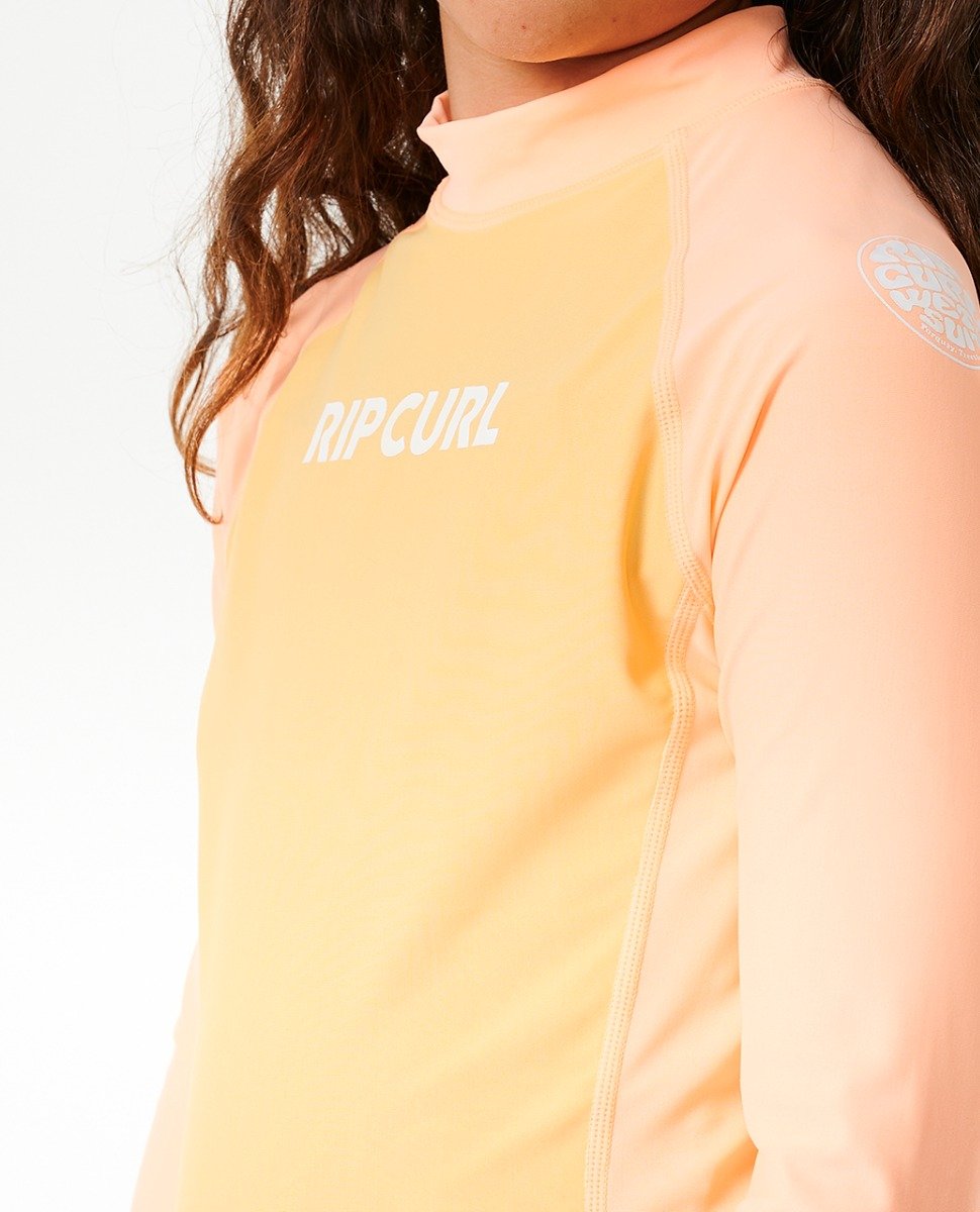 Rip Curl Classic Surf Long Sleeve Girls Rash Vest - Orange