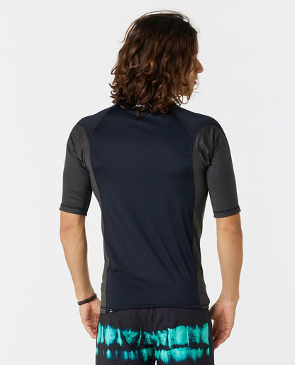 Rip Curl Waves Men's UPF Performance Short Sleeve Rash Vest - Black
