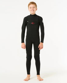 Rip Curl Kids Dawn Patrol Chest Zip 4/3mm Wetsuit in Black
