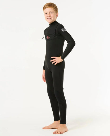 Rip Curl Kids Dawn Patrol Chest Zip 4/3mm Wetsuit 2026 - Black