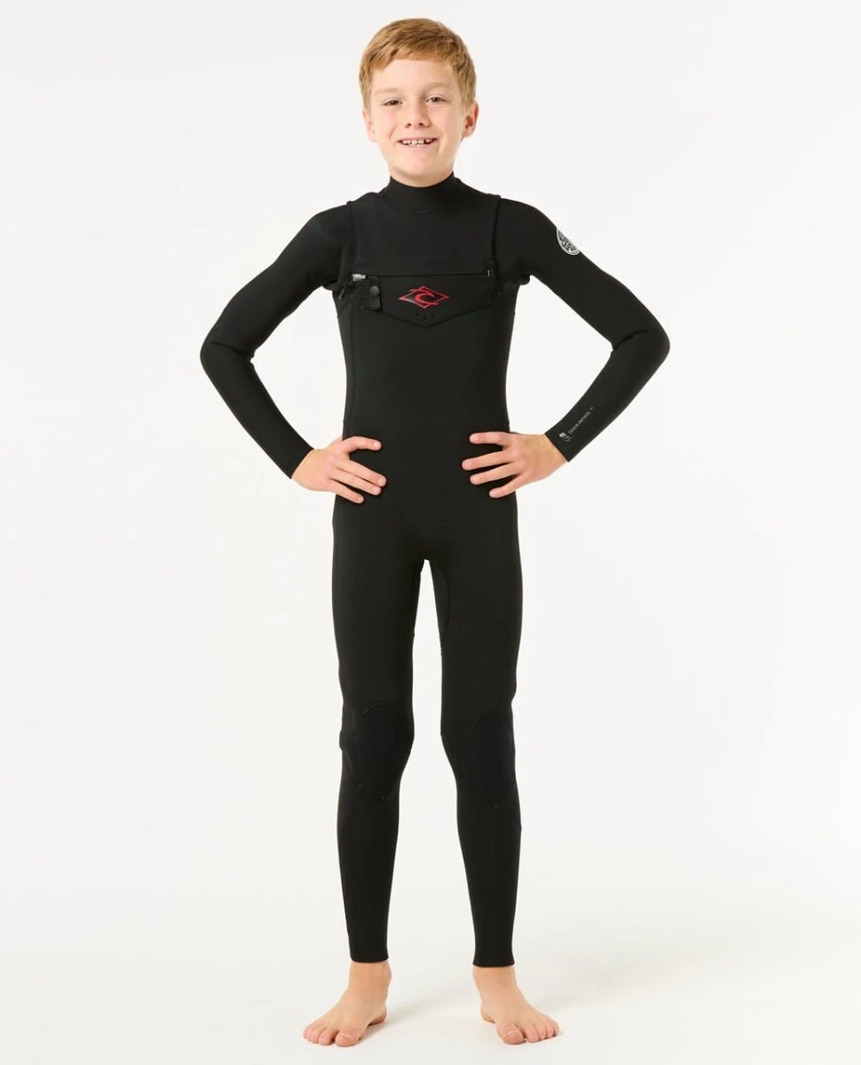 Rip Curl Kids Dawn Patrol Chest Zip 4/3mm Wetsuit 2026 - Black