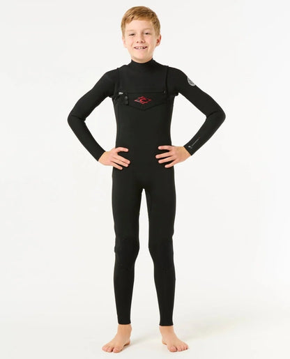 Rip Curl Kids Dawn Patrol Chest Zip 4/3mm Wetsuit 2026 - Black
