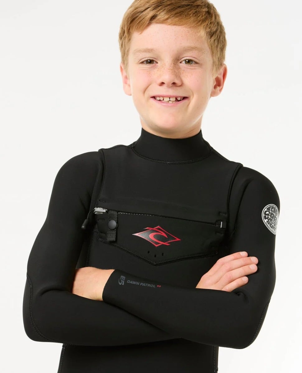 Rip Curl Kids Dawn Patrol Chest Zip 4/3mm Wetsuit 2026 - Black