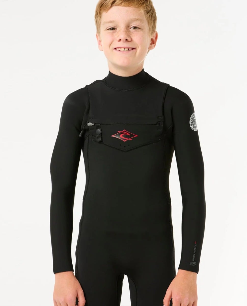 Rip Curl Kids Dawn Patrol Chest Zip 4/3mm Wetsuit 2026 - Black