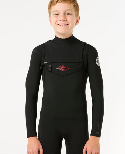 Rip Curl Kids Dawn Patrol Chest Zip 4/3mm Wetsuit 2026 - Black
