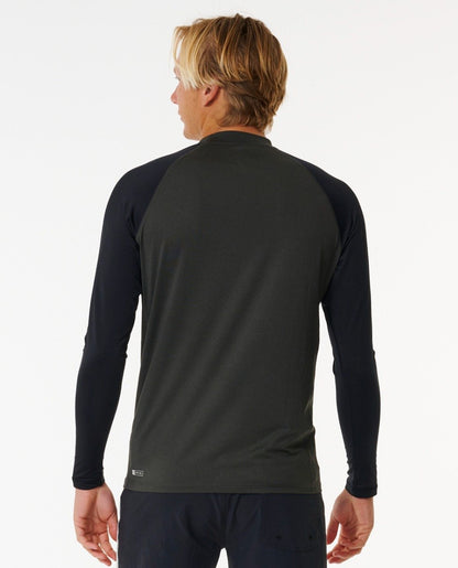 Rip Curl Shock UPF Men's Long Sleeve Rash Vest - Black Marle