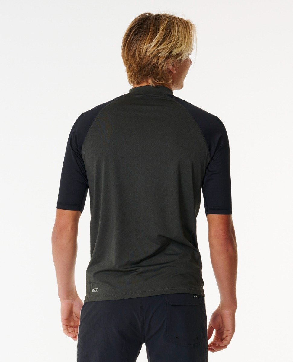 Rip Curl Shock UPF Men's Short Sleeve Rash Vest - Black Marle