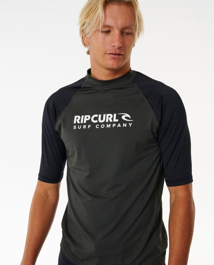 Rip Curl Shock UPF Men's Short Sleeve Rash Vest - Black Marle
