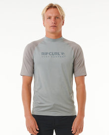 Rip Curl Shock UPF Mens Short Sleeve Rash Vest - Light Grey Marle