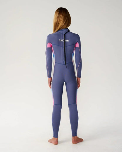 Rip Curl Kids Dawn Patrol Back Zip 4/3mm Wetsuit 2026 - Grey Blue