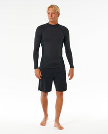 Rip Curl Dawn Patrol UPF Perf Mens Long Sleeved Rash Vest - Black Marle