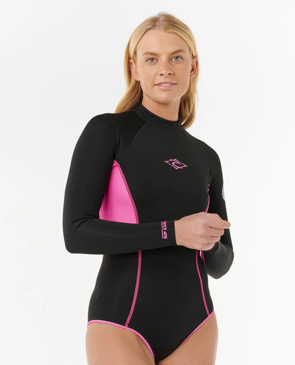Rip Curl Steph Gilmore G-Bomb 1.5mm LS Back Zip Shorty 2026 - Black/Pink