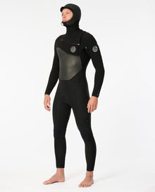 Rip Curl Flash Bomb 4/3mm Men's Chest Zip Hooded Wetsuit 2025 - Black