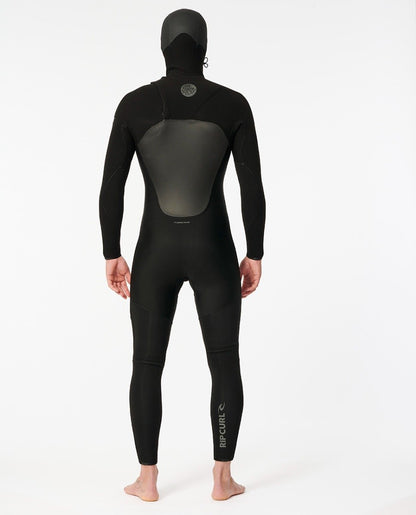 Rip Curl Flash Bomb 4/3mm Men's Chest Zip Hooded Wetsuit 2025 - Black