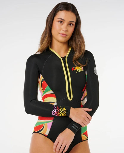 Rip Curl G-Bomb 1.5mm LS Front Zip Springsuit - Neon Waves