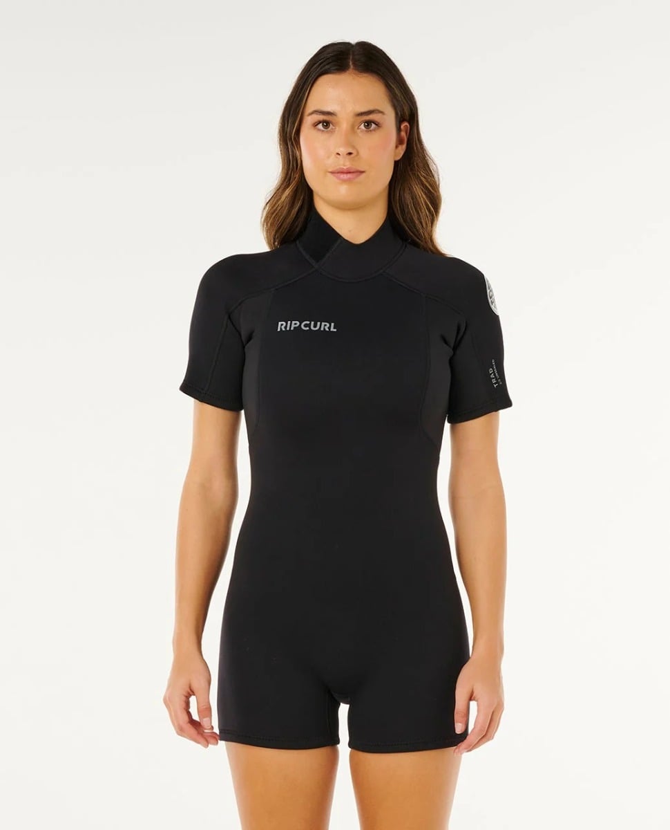 Rip Curl Womens Trad Back Zip 2mm Flatlock Shorty in Black