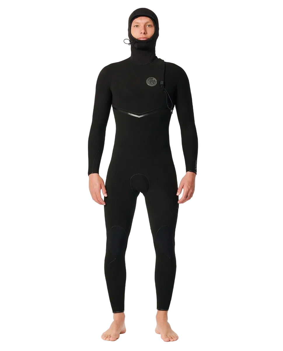 Rip Curl E Bomb 4/3mm Mens Zip Free Hooded Wetsuit - Black