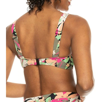 Roxy Printed Beach Classics Women's D-Cup Bikini Top - Anthracite Palm Song
