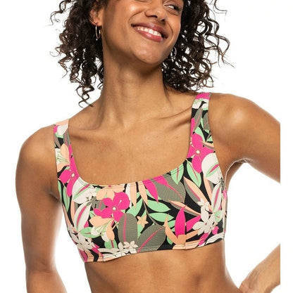 Roxy Printed Beach Classics Women's D-Cup Bikini Top - Anthracite Palm Song